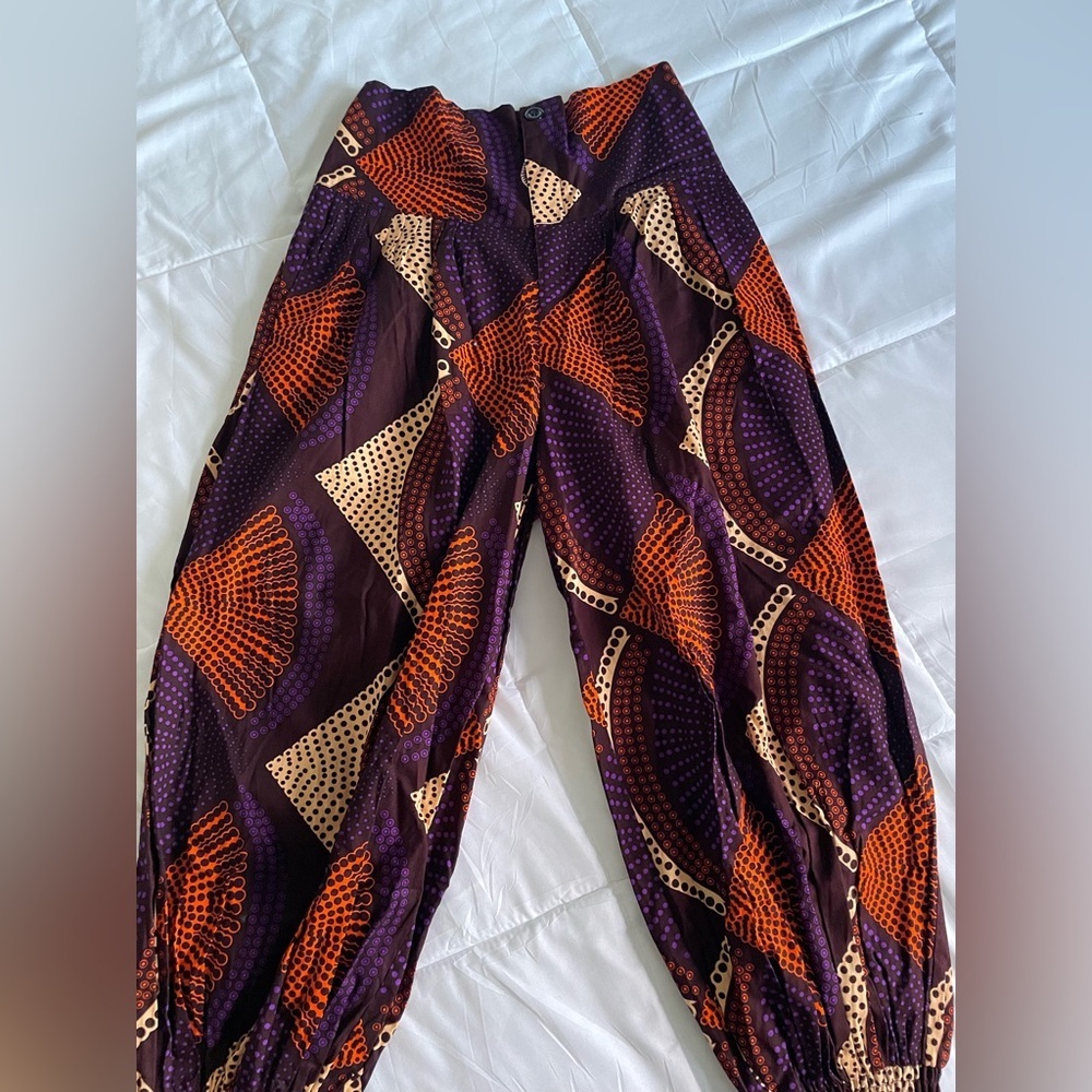 NWT Wide-Leg harem Pants in Purple & Orange by Chen Burkett NY
